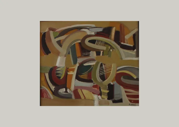 Informale - Olio su tavola 1975 - 70x52